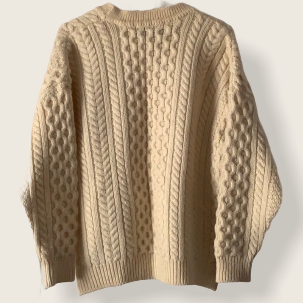 100% Irish Wool Cream Cardigan - Picture 3 of 3